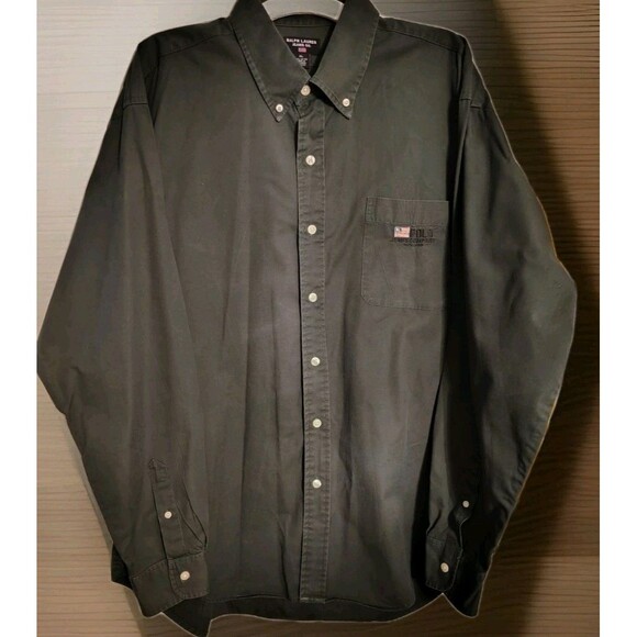 Ralph Lauren Other - Ralph Lauren Polo Jean's Shirt Size XL Dark Green Button Up Pocket American Flag